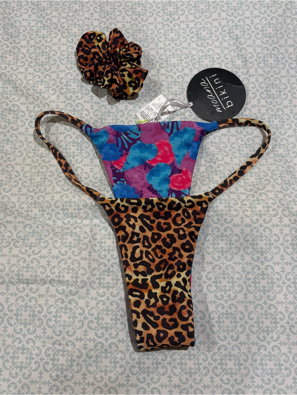 Moana Small Leopard One-Piece with Blue Floral Accent
